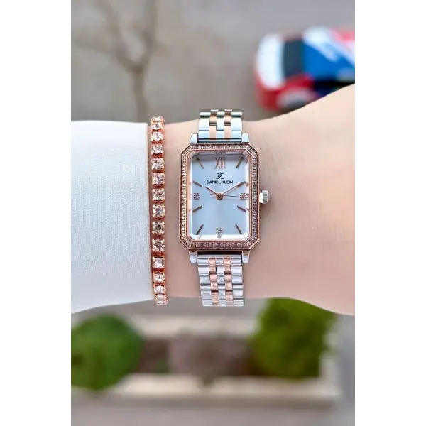 Rose Gümüş Renk Kadın Kol Saati Ve Bileklik