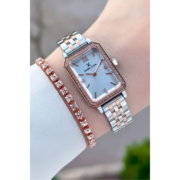 Rose Gümüş Renk Kadın Kol Saati Ve Bileklik