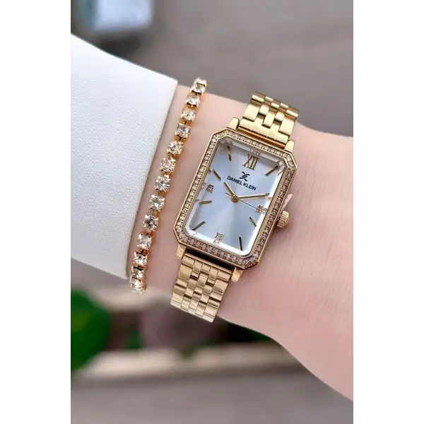 Gold Renk Kadın Kol Saati Ve Bileklik