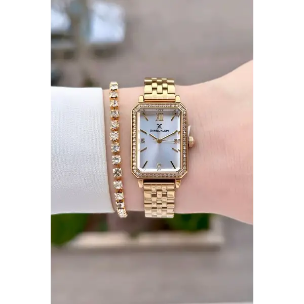 Gold Renk Kadın Kol Saati Ve Bileklik