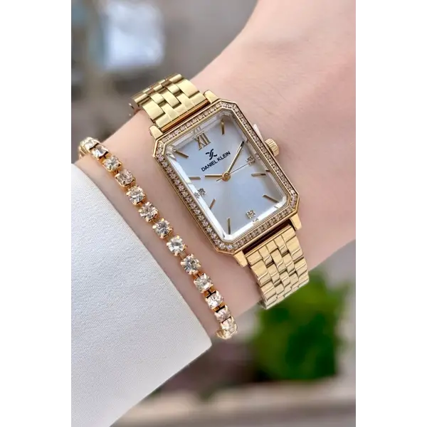 Gold Renk Kadın Kol Saati Ve Bileklik