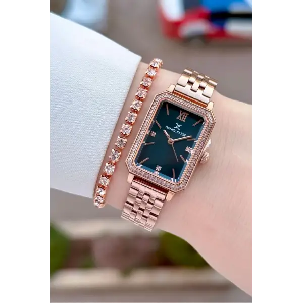 Kadranı Mavi Kordonu Rose Renk Kadın Kol Saati Ve Bileklik