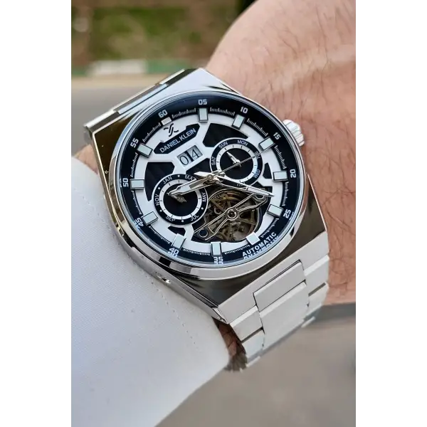 Gümüş Renk Göstergeleri Aktif Otomatik Erkek Kol Saati