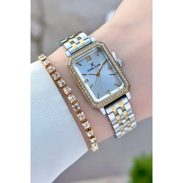 Gold Gümüş Renk Kadın Kol Saati Ve Bileklik