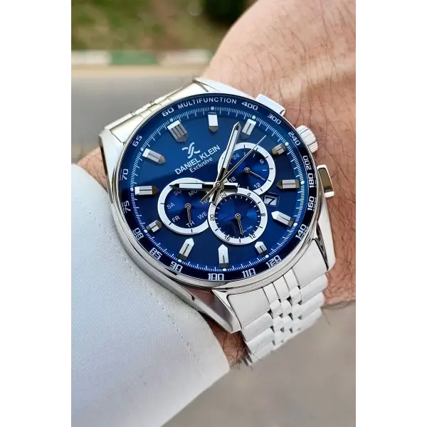 Kadranı Lacivert Kordonu Gümüş Renk Göstergeleri Aktif Erkek Kol Saati