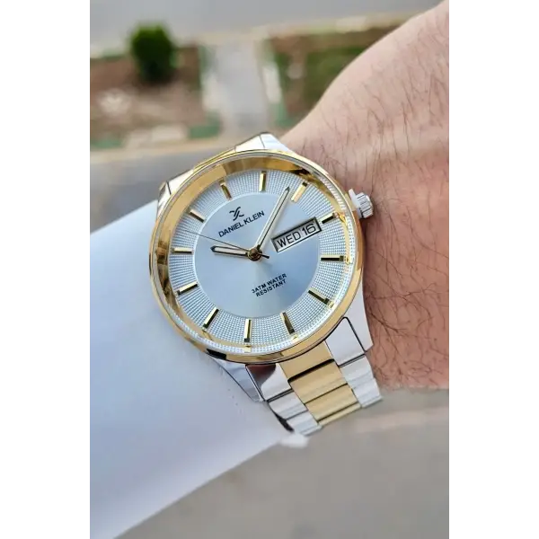 Gold Gümüş Renk Takvim Ve Gün Fonksiyonlu 44 Mm Erkek Kol Saati