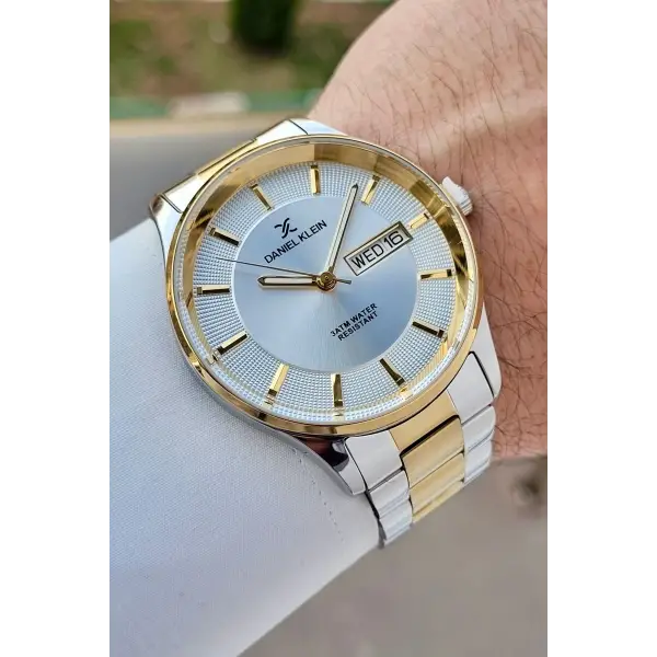 Gold Gümüş Renk Takvim Ve Gün Fonksiyonlu 44 Mm Erkek Kol Saati