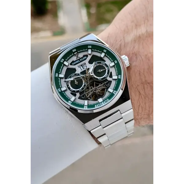 Kadranı Yeşil Kordonu Gümüş Renk Göstergeleri Aktif Otomatik Erkek Kol Saati