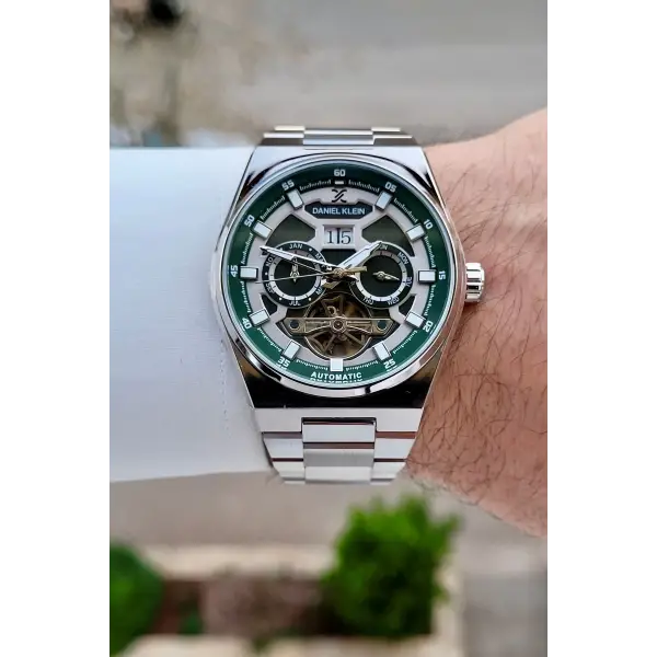 Kadranı Yeşil Kordonu Gümüş Renk Göstergeleri Aktif Otomatik Erkek Kol Saati