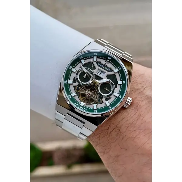 Kadranı Yeşil Kordonu Gümüş Renk Göstergeleri Aktif Otomatik Erkek Kol Saati