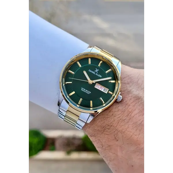 Kadranı Yeşil Gold Gümüş Renk Takvim Ve Gün Fonksiyonlu 44 Mm Erkek Kol Saati