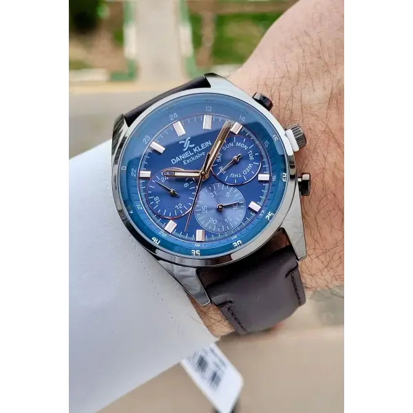 Kadranı Mavi Kordonu Kahverengi Renk Iç Göstergeleri Aktif Erkek Kol Saati