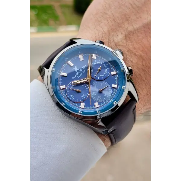 Kadranı Mavi Kordonu Kahverengi Renk Iç Göstergeleri Aktif Erkek Kol Saati