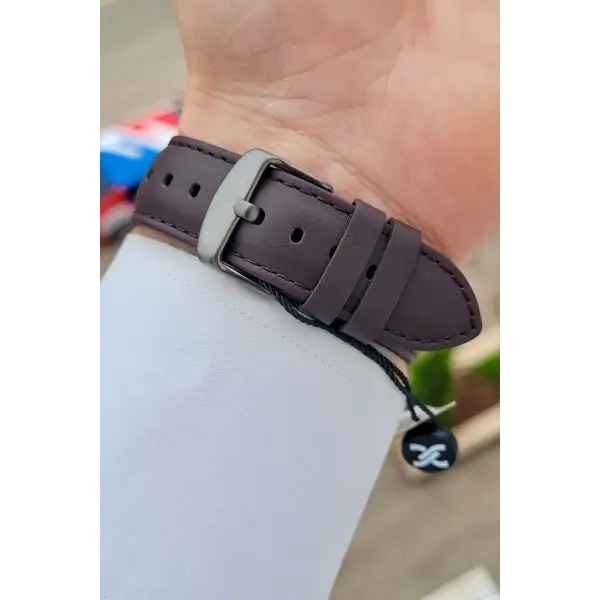 Kadranı Mavi Kordonu Kahverengi Renk Iç Göstergeleri Aktif Erkek Kol Saati