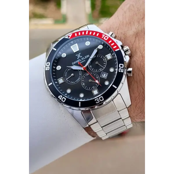 Gümüş Siyah Renk Iç Göstrgeleri Aktif Hediye Paketli Erkek Kol Saati