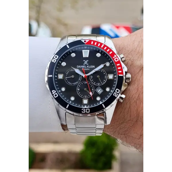 Gümüş Siyah Renk Iç Göstrgeleri Aktif Hediye Paketli Erkek Kol Saati