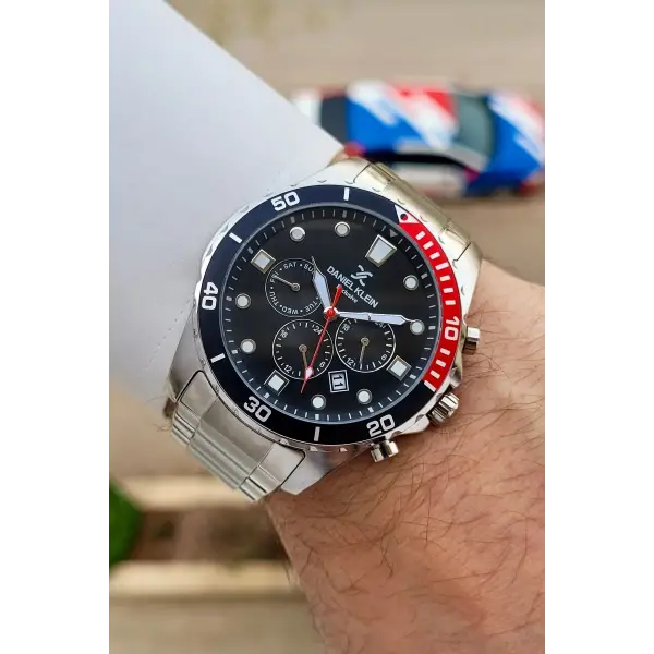 Gümüş Siyah Renk Iç Göstrgeleri Aktif Hediye Paketli Erkek Kol Saati