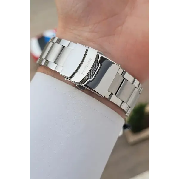 Gümüş Siyah Renk Iç Göstrgeleri Aktif Hediye Paketli Erkek Kol Saati