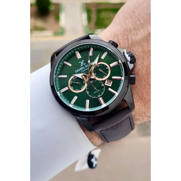 Kadranı Yeşil Kordonu Kahverengi Renk Iç Göstergeleri Aktif Erkek Kol Saati