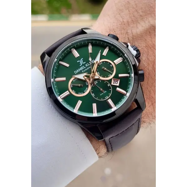 Kadranı Yeşil Kordonu Kahverengi Renk Iç Göstergeleri Aktif Erkek Kol Saati