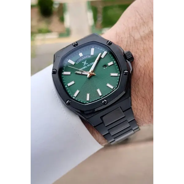 Kadranı Yeşil Kordonu Siyah Renk 42 mm Erkek Kol Saati