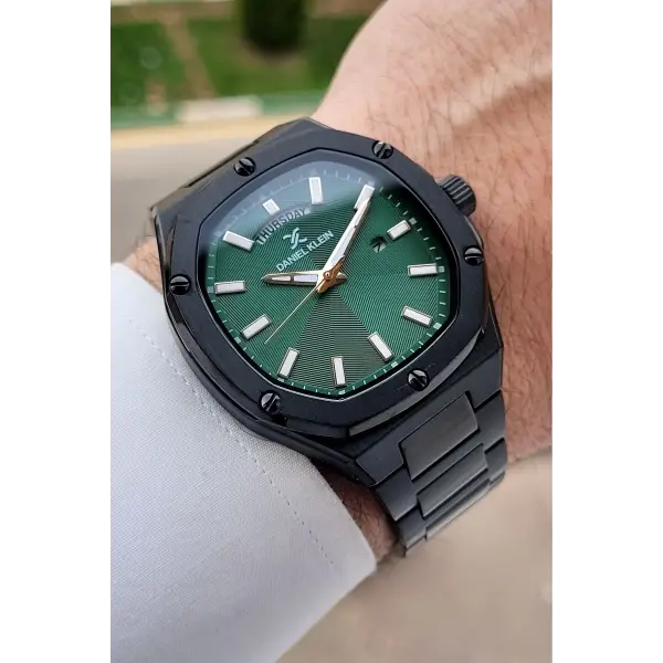 Kadranı Yeşil Kordonu Siyah Renk 42 mm Erkek Kol Saati