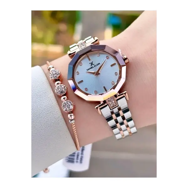 Rose Gümüş Renk Kadın Kol Saati ve Bileklik