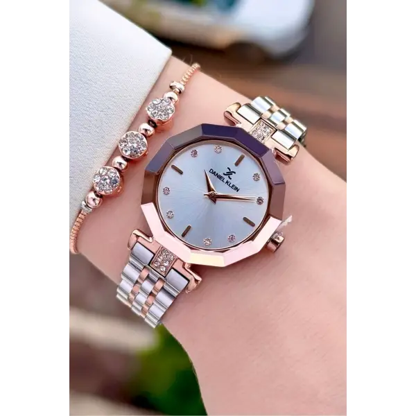 Rose Gümüş Renk Kadın Kol Saati ve Bileklik