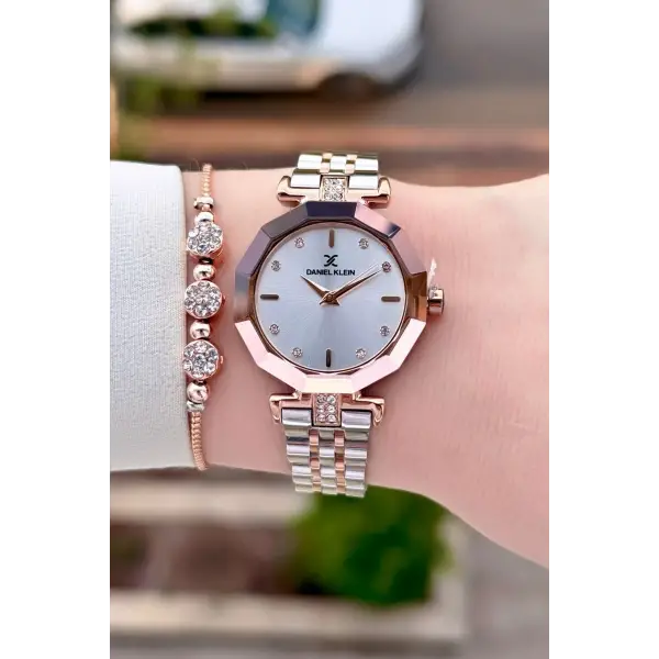 Rose Gümüş Renk Kadın Kol Saati ve Bileklik