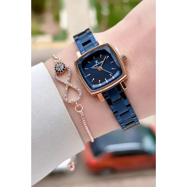 Rose Lacivert Renk Kadın Kol Saati Ve Bileklik