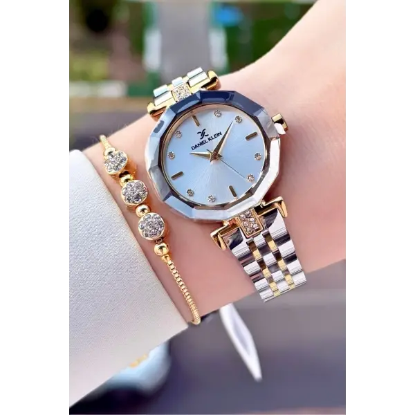 Gold Gümüş Renk 30 Mm Kadın Kol Saati Ve Bileklik