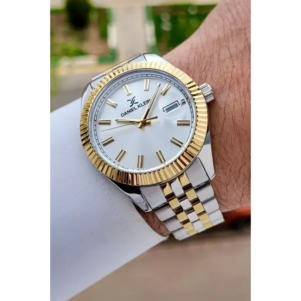 Gold Gümüş Renk 42 Mm Takvimli Erkek Kol Saati