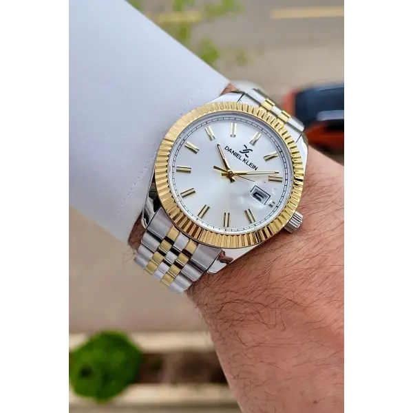 Gold Gümüş Renk 42 Mm Takvimli Erkek Kol Saati