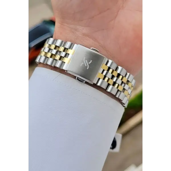 Gold Gümüş Renk 42 Mm Takvimli Erkek Kol Saati