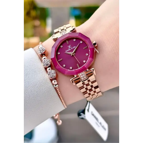 Bordo Rose Renk 30 Mm Kadın Kol Saati Ve Bileklik