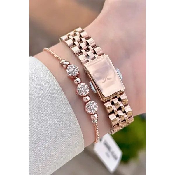Bordo Rose Renk 30 Mm Kadın Kol Saati Ve Bileklik