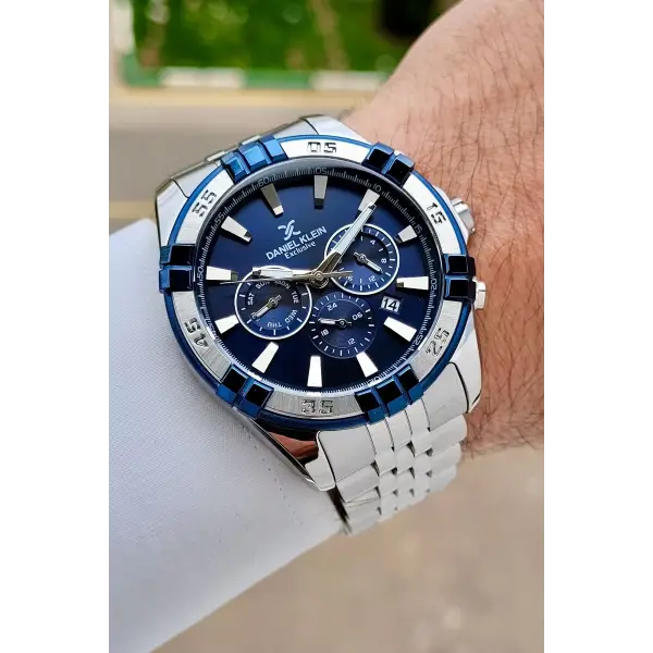 Kadranı Lacivert Kordonu Gümüş Renk 44 Mm Iç Göstergeleri Aktif Erkek Kol Saati