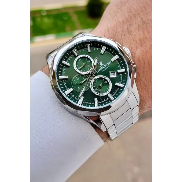 Kadranı Yeşil Kordonu Gümüş Renk 45 Mm Iç Göstergeleri Aktif Erkek Kol Saati