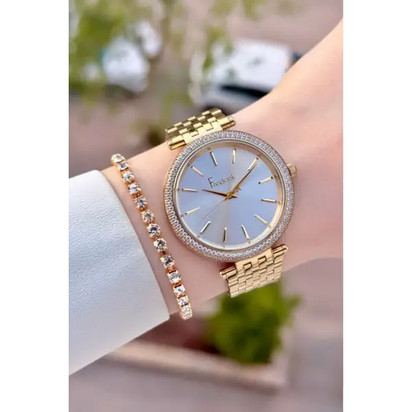 Gold Renk 38 mm Kadın Kol Saati ve Bileklik