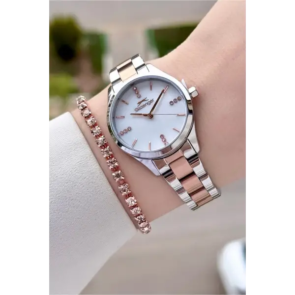 Rose Gümüş Renk 30 Mm Kadın Kol Saati Ve Bileklik