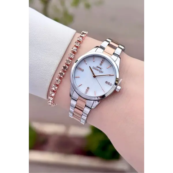 Rose Gümüş Renk 30 Mm Kadın Kol Saati Ve Bileklik