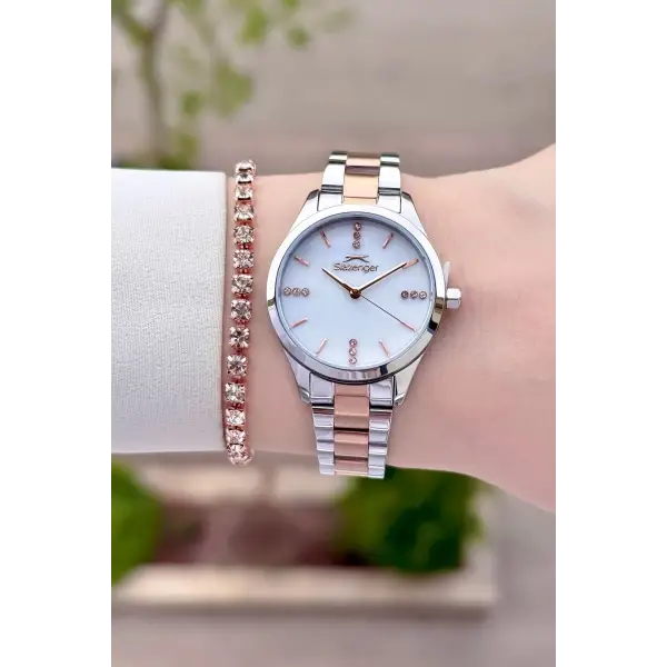 Rose Gümüş Renk 30 Mm Kadın Kol Saati Ve Bileklik