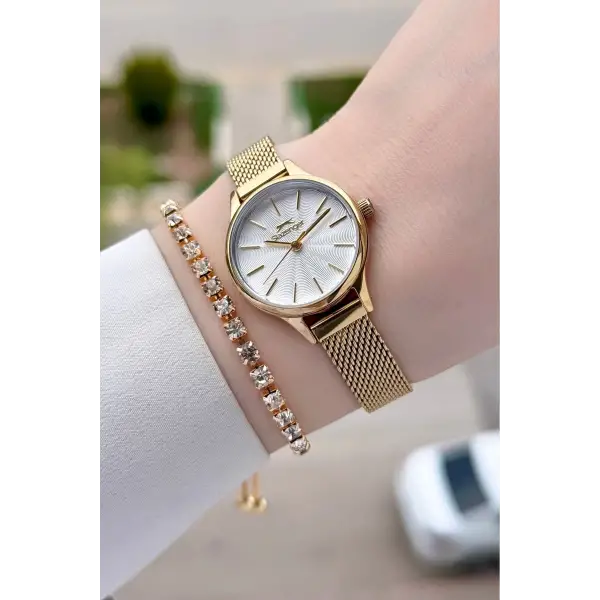 Gold Renk 25 Mm Kadın Kol Saati Ve Bileklik