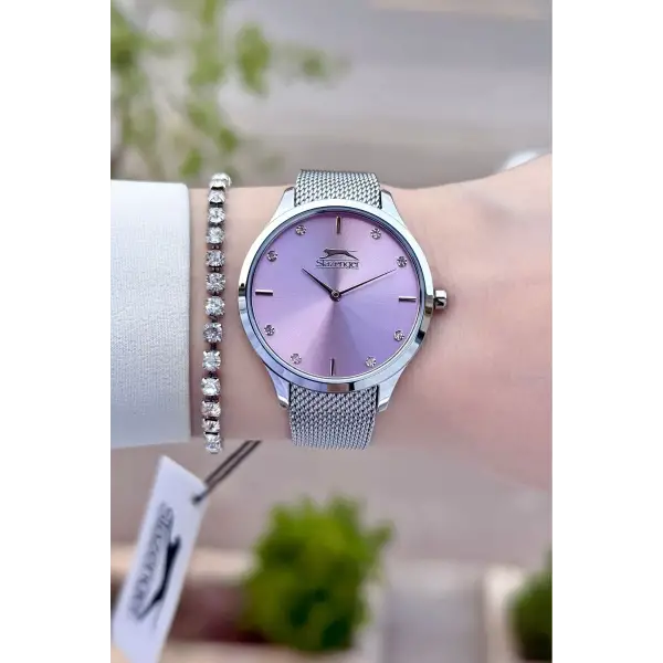 Kadranı Pembe Kordonu Gümüş Renk Hediye Paketli Kadın Kol Saati Ve Bileklik