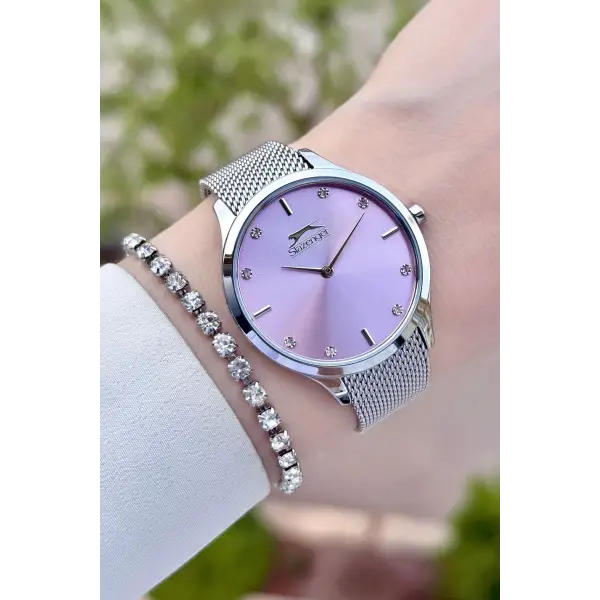 Kadranı Pembe Kordonu Gümüş Renk Hediye Paketli Kadın Kol Saati Ve Bileklik