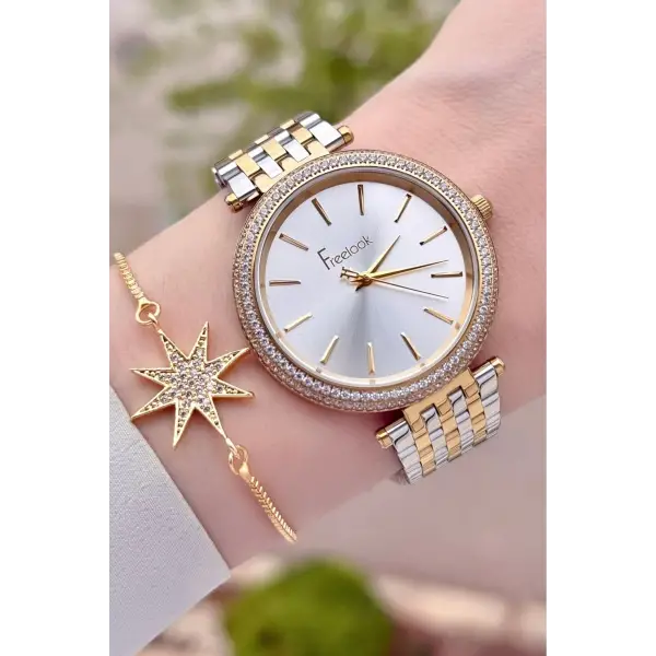 Gold Gümüş Renk 38 Mm Kadın Kol Saati Ve Bileklik