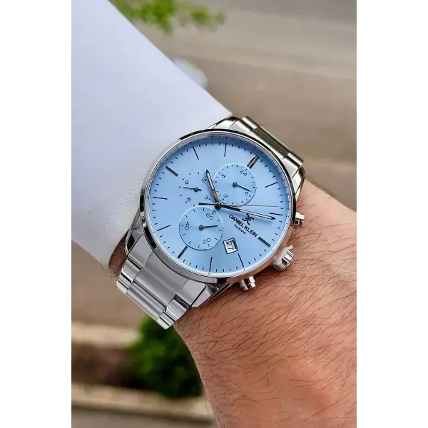 Kadranı Mavi Kordonu Gümüş Renk 42 Mm Erkek Kol Saati