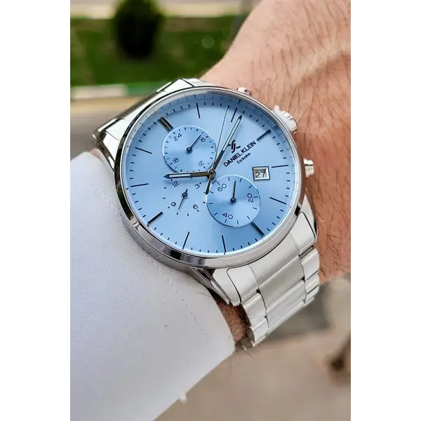 Kadranı Mavi Kordonu Gümüş Renk 42 Mm Erkek Kol Saati