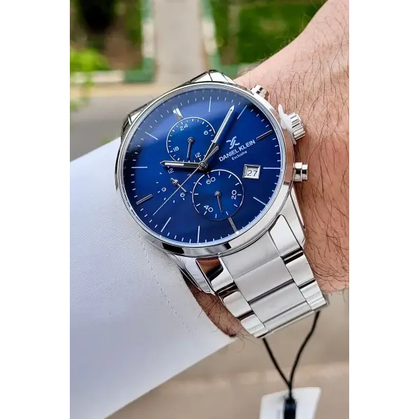 Kadranı Lacivert Kordonu Gümüş Renk 42 Mm Erkek Kol Saati