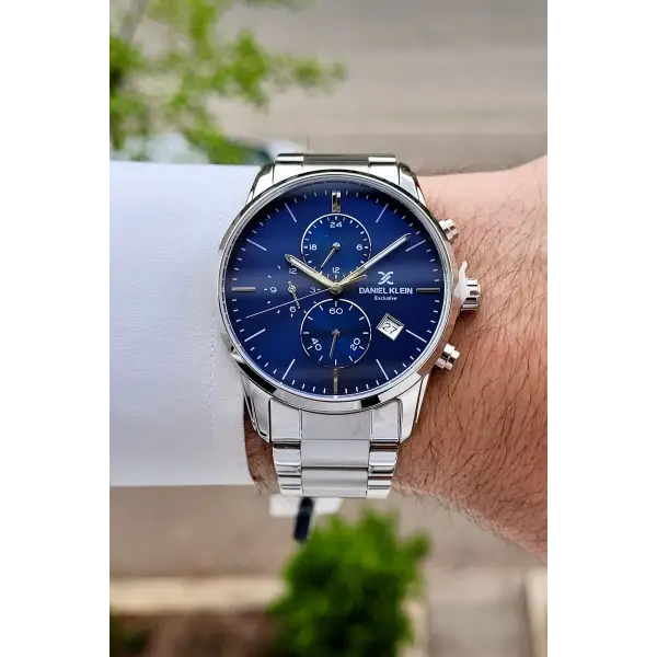 Kadranı Lacivert Kordonu Gümüş Renk 42 Mm Erkek Kol Saati